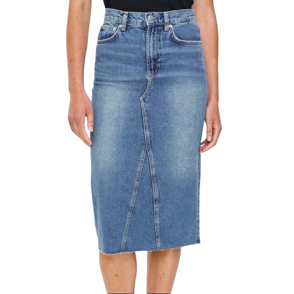 RAILS Women’s Denim Knee Length Raw Hem Pencil Skirt size 32